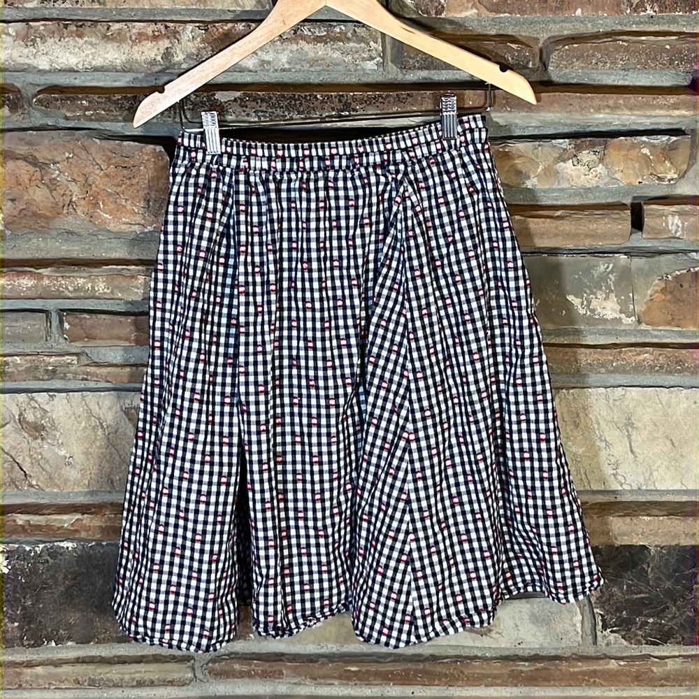 Anthropologie Maeve Blue Gingham Cotton A-line Skirt